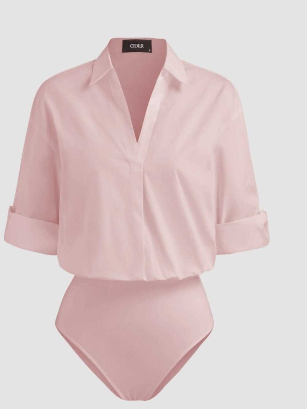 Cider Light Pink Roll-Up Sleeve Bodysuit